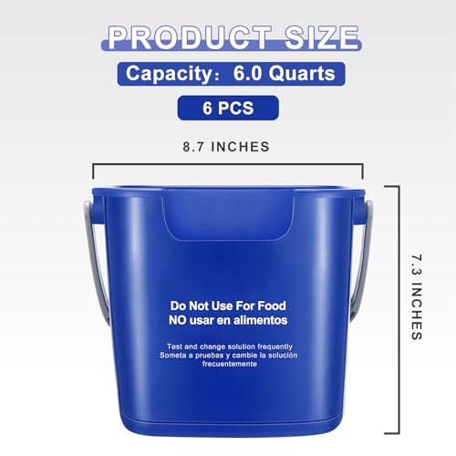 Roshtia 6 Pcs 6 Quart Cleaning Sanitizer Buckets Square Pails, Blue - color: Blue