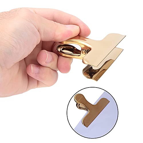 Fdit Brass Vintage Retro Clip Bill Holder with Stainless Steel - Golden T Clip