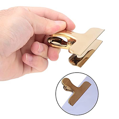 Fdit Brass Vintage Retro Clip Bill Holder with Stainless Steel - Golden T Clip