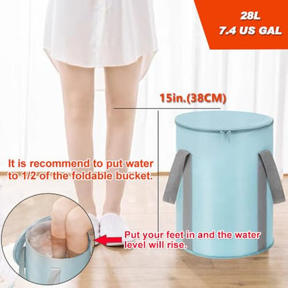 7.5 Gallon Insulated Collapsible Tub with Lid, Portable Space Saving Bucket
