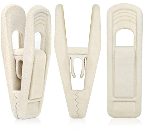 TOFIIGREM Velvet Hanger Clips for Velvet Hangers - 20 PCS Beige Non-Slip Velvet Clip for Skirt Hanger, Strong Flocking Clips Fit for Ivory Velvet Hangers - color: Beige, size: 20pc
