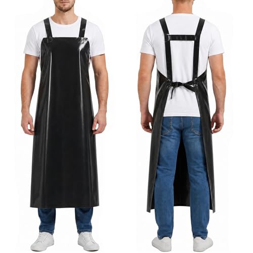 Molaxhome TPU Waterproof Apron Lightweight Oil-resistant Chef Apron - color: Black
