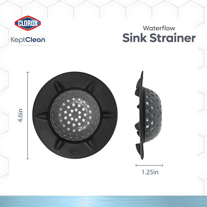 Clorox KeptClean™ WaterGuard Sink Strainer – 2 Pack, Charcoal - Elevated Drain Protector with Open-Flow Ribbed Design for Kitchen Sink Drainage & Food Debris Collection - color: Charcoal
