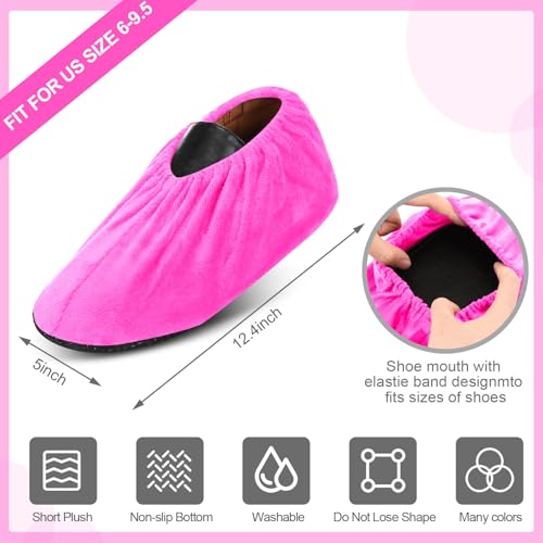 JaGely 11 Pair 11 Pair Reusable Cloth Shoe Covers for Indoors, Pink - color: Pink