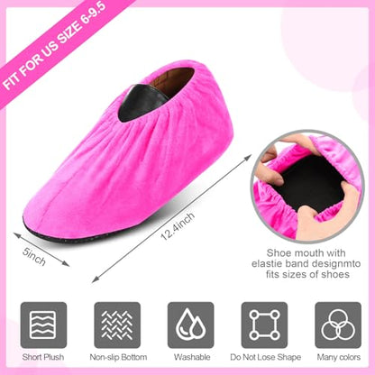 JaGely 11 Pair 11 Pair Reusable Cloth Shoe Covers for Indoors, Pink - color: Pink