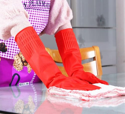 Rubber Cleaning Gloves Kitchen Dishwashing Glove 2-Pairs And Cleaning Cloth 2-Pack,Waterproof Reuseable.(Small) - size: Small