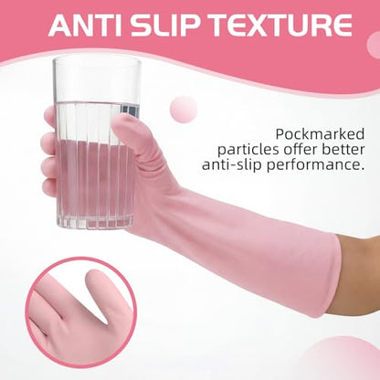 50 Counts 16" Long Disposable Nitrile Gloves,Pink,M - color: Pink, size: Medium