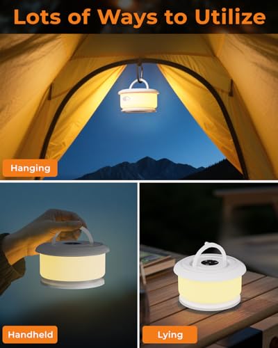 Camping String Lights, Retractable 32.8FT Rechargeable Fairy Light - color: White