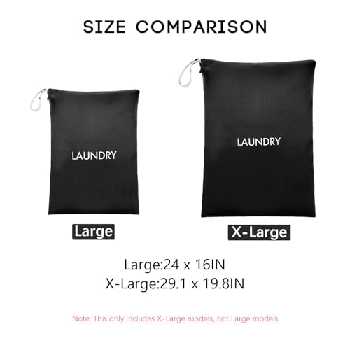 XL Travel Laundry Bag, Washable Dirty Clothes Travel Bag Waterproof Wet Dry Bags Reusable Camp Clothes Organizer for Sports Home College Dorm Laundromat (1 Pcs) Black - color: Black, size: X-Large (1 Pcs) – 29.1"×19.8"
