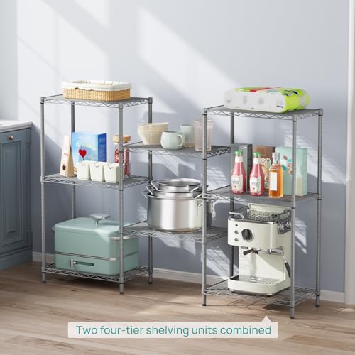 SINGAYE 4 Metal Shelves Wire Shelving Storage Shelf Adjustable Unit Pantry - color: Grey, size: 4 Tier 14"Dx24"Wx48"H