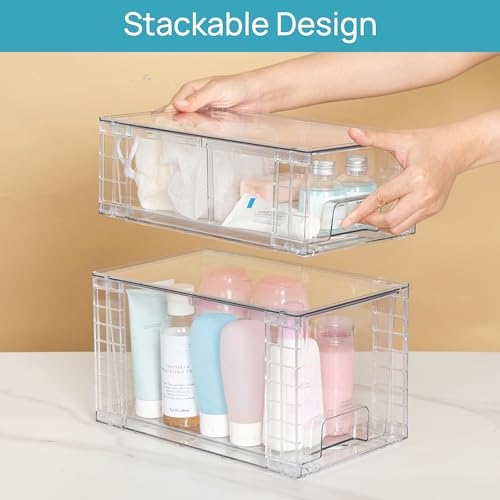 Vtopmart Clear Stackable Storage Drawers, 8 Pack Mixed Organizer Set - style: 4 Medium+4 Small