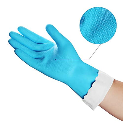 HSL Latex-Free Cleaning Gloves, Cotton Flocked Liner, 2 Pairs, Small - color: Blue+pink, size: Small (Pack of 2)