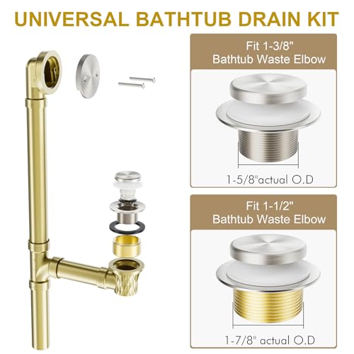 Brushed Nickel Bathtub Drain Kit with Overflow and Hair Catcher - color: Brushed Nickel