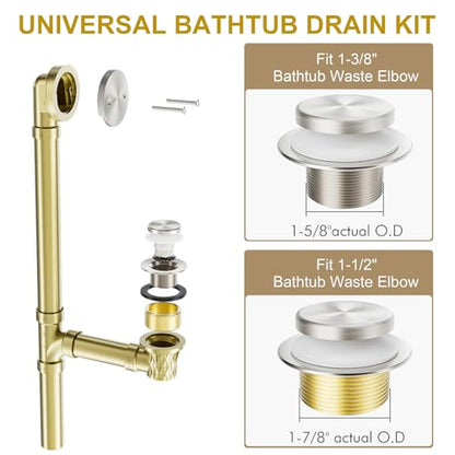 Brushed Nickel Bathtub Drain Kit with Overflow and Hair Catcher - color: Brushed Nickel