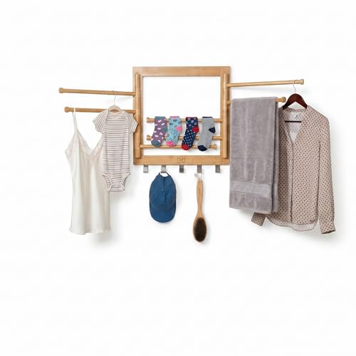 Honey-Can-Do Bamboo Wall-Mount Swivel-Arm Drying Rack, 80 lb, Natural