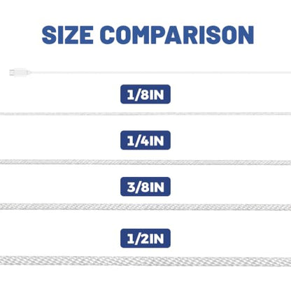 NEWSEED 100 Ft 1/2 Inch Nylon Rope Heavy Duty Utility Rope (White) - size: 1/2 In x 100FT, style: White