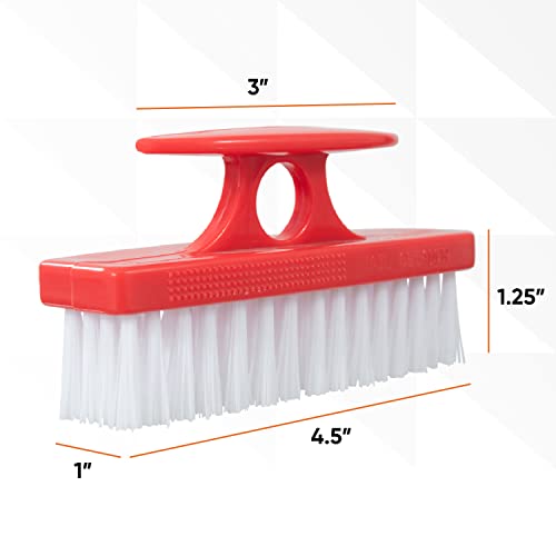 Superio Nail Brush Cleaner with Handle - Durable Brush Scrubber To Clean Toes, Fingernails, Hand Scrubber All Surface Cleaning, Red Heavy Duty Scrub Brush Stiff Bristles, Easy To Hold - color: Red, size: 1 Pack
