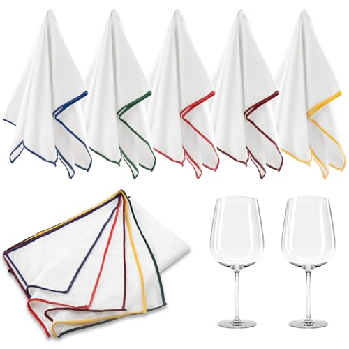 5 Pcs Wine Glass Polishing Cloths Large Microfiber Cleaning Cloths 20 x 14 Inch Lintless Towels for Drying Wine Glasses Cleaning Window Stemware Dishes Glassware (5 Colors)