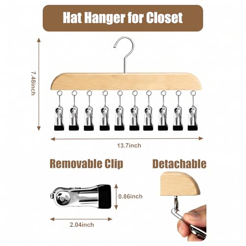 Legging Hangers for Closet Organizer - Pants Hangers with Clips Holds 20 Leggings - 360° Rotating Space Saving Non-Slip Hat Hangers for Closet Hanging Jeans, Shorts, Socks Wooden 4 Pack - color: Wooden