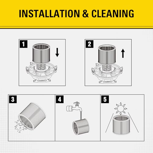 Stanley HEPA Cartridge Filter Fits Most 5–18 Gal Wet/Dry Vacuums 08-2566H - style: HEPA Cartridge Filter