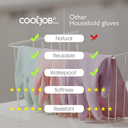 COOLJOB Purple Household Rubber Non-Slip Gloves with Flocked Lining, Medium - color: Light Purple With Lavender Scent, size: Medium (Pack of 1)