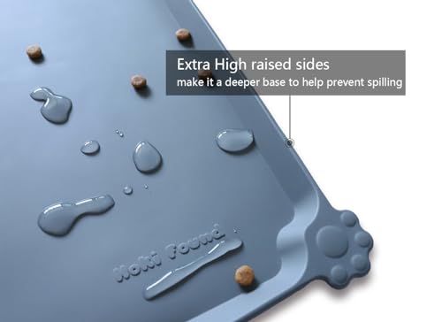 Hoki Found -Waterproof Pet Feeding Mats with High Lips - Multiple Size and Colors for Dogs, Cats & Others-G - color: Gray, size: 19" x 12"