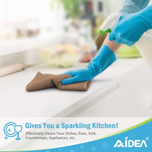 AIDEA Brown Microfiber Cleaning Cloth-12PK, Cleaning Rags 12"x12" Absorbent - color: Brown, size: 12in.x12in.