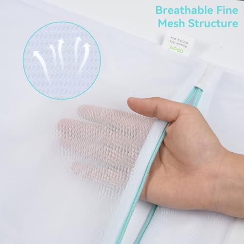 OTraki Medium Mesh Laundry Bags 20x24 inch Zipper Lingerie Bags for Washing Delicates Laundry Mesh Bag Machine Washable for Travel Dorm Hotel Camp, Don't Drying, Melting 140-176℉ White - size: 20 x 24 inch