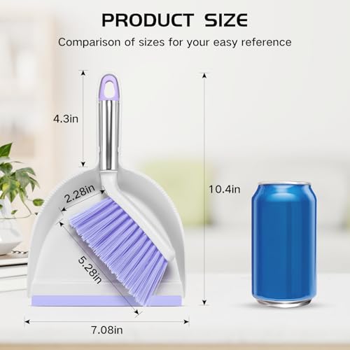 NACENA Mini Broom and Dustpan Set,Small Dust Pan and Brush Set,Light&Purple - color: Light & Purple, size: 1 Pack
