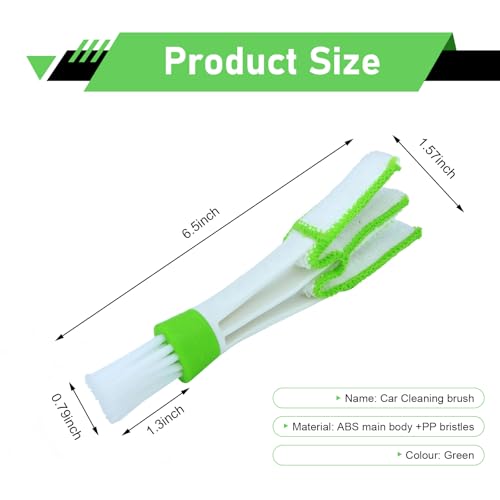 3 PCS Mini Duster for Car Air Vent, 3 Arm Soft Microfiber Dashboard Cleaner, Detachable Washable Brush Head Cleaning Tool, for Window Blinds & Keyboard & AC Vents & Fans (Green)