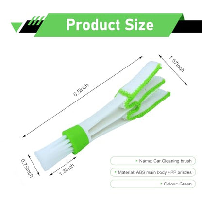 3 PCS Mini Duster for Car Air Vent, 3 Arm Soft Microfiber Dashboard Cleaner, Detachable Washable Brush Head Cleaning Tool, for Window Blinds & Keyboard & AC Vents & Fans (Green)