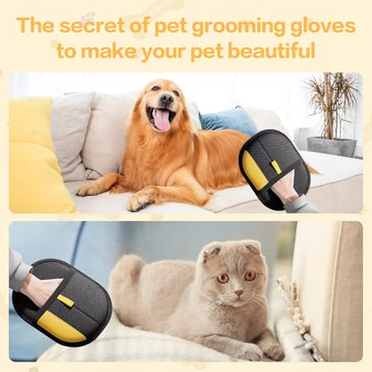 Rhino Ben Pet Hair Remover, Reusable Electrostatic Pet Hair Remover,Double Sided Pets Grooming Gloves,for Cat,Dog,Clothing,Couch,Furniture,Carpet,Car Seat