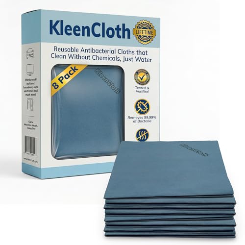Antibacterial Reusable Cleaning Cloths, Silver-Embedded, 8 Pack - size: 8 Pack