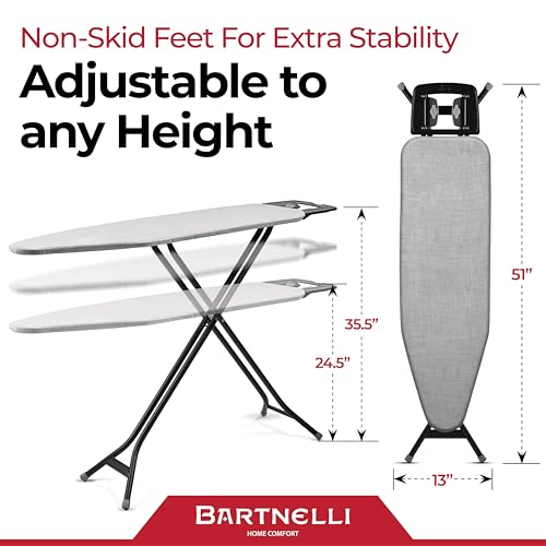 Bartnelli Extreme Stability Ironing Board & Iron Rest 43x13 Iron Surface