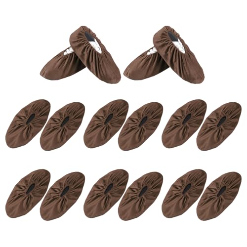PATIKIL Reusable Shoe Covers, Non-Slip Shoe Protectors Cover Polyester Washable Foot Boot Covering - color: Brown, size: 12 inch