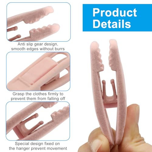 Velvet Hanger Clips, 40 PCS, Light Pink - color: Light Pink