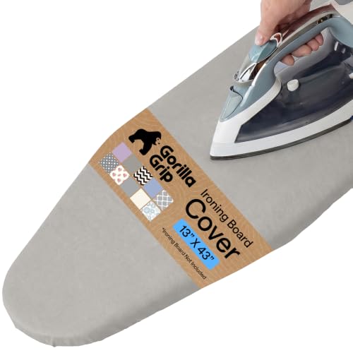 GORILLA GRIP Padded Ironing Board Cover, 13x43, Silver - color: Gray Silver, size: 13" X 43"