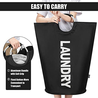 DOKEHOM 125L X-Large Laundry Basket Bag, Collapsible Tall Hamper, Black - color: Black, size: 125L