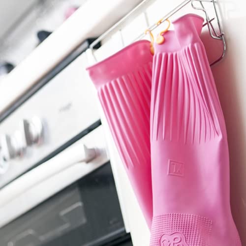 Myungjin Reusable Waterproof Household Dishwashing Non-Slip Cleaning Rubber Gloves with Hang-Dry Hook (1 Pair/Small) - size: 1 Pair / Small