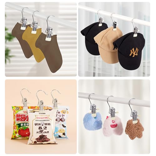 Stainless Steel Hangers Clips, Closet Hooks for Laundry, Travel Portable Clothes, Boot, Tall Towel, Hats, Socks, Pants and Bras (10, Black) - color: Black