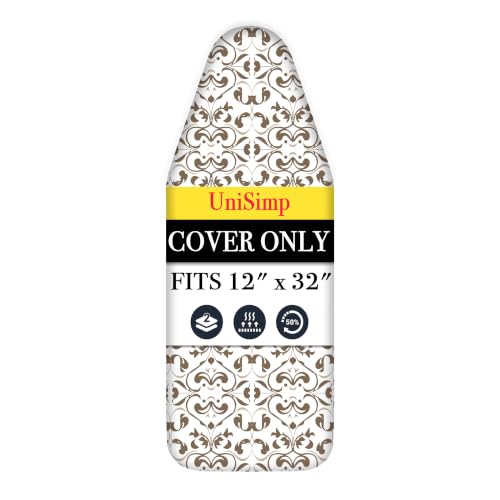 UniSimp Small Ironing Board Cover and Pad 12"x32" Small Iron Board Cover with Padding,Tabletop Mini Ironing Board Cover and Pad Small Size, Cotton Canvas, Heat Resistant, Drawstring Taupe - color: Taupe, size: 12" x 32"