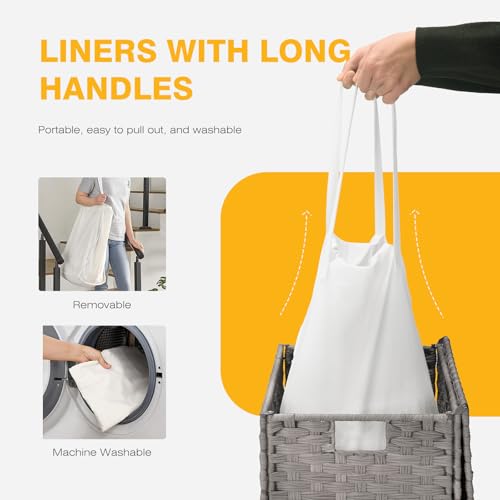 NEWBULIG 90L Large Laundry Hamper with Lid, Collapsible Dirty Clothes Basket Bag, Freestanding Fabric Bin for Bedroom, Bathroom, Closet and Dorm Room Organization Grey - color: Grey