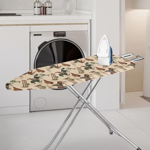 Western Cowboy Horse Ironing Board Cover and Pad Standard Size Iron Board Dustproof Covers Ironing Pad Sleeve Table Top Iron Board Cover with Elastic Edge Home Decor for Women Men - color: Western Cowboy Horse