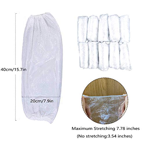 Disposable Arm Sleeves Covers, 100pcs Waterproof PE Oversleeves Covers - color: White