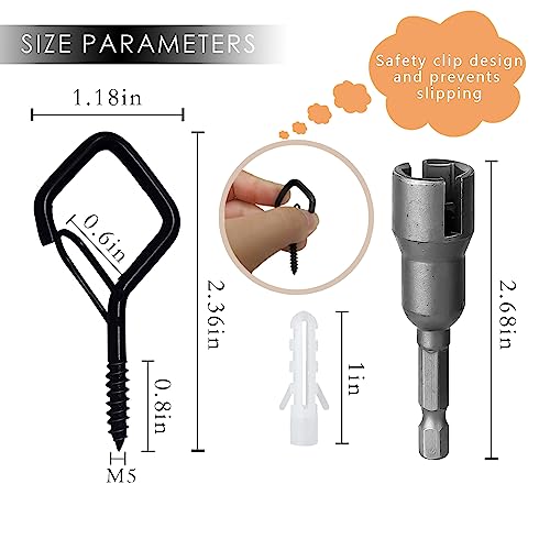50 Pack Ceiling Hooks with Safety Buckle, Metal Screw in Hooks for Hanging Plants, Outdoor String Lights, Bird Feeders, Wind Chimes, Lanterns & Decorations, Black - color: Black, size: 50