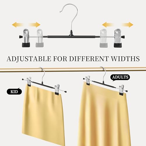 14 Inch Heavy Duty Pants Skirt Hangers with Clips, Black, 60 Pack - color: Black 60pack, size: 14Inch