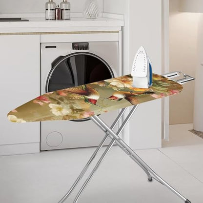 Hummingbird Flower Cover for Ironing Board 15x54 Inch Standard Size Iron Board Cover with Elastic Edge Universal Fit, Hook and Loop Design - color: Hummingbird Flower