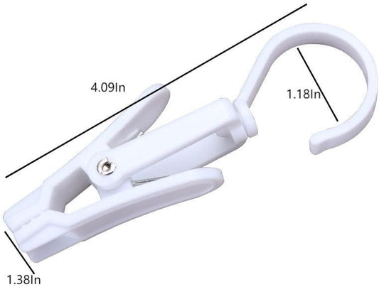 10 PCS Laundry Hooks with Clips，Clothes pins，360° Rotating Hook Clips, Hangers Clip Socks Curtain Towels Bathroom Closet Kitchen Office (White B) - color: White B