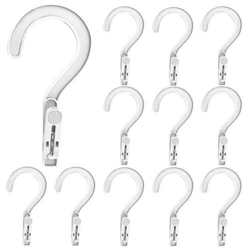 12pcs Laundry Hooks with Clips Super Strong Plastic Clothes Hangers Pins - color: White 12pcs