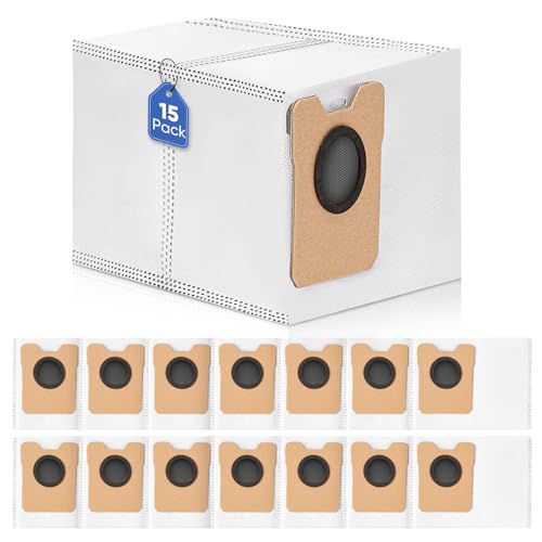 15 Pack Omni C20 Dust Bags for Eufy C20 C10 Compatible with Eufy Robot Vacuum Omni C20 C10, Vacuum Bags Large Capacity Accessories with 4-Layer Replacement Bags